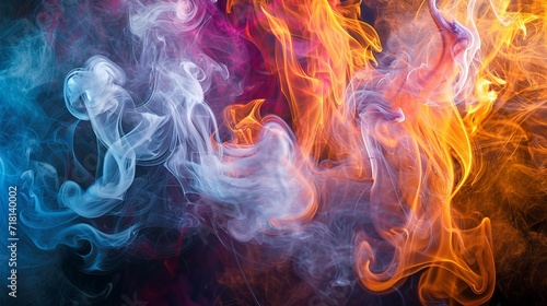 Colorful Smoke Against Black Background - Vibrant