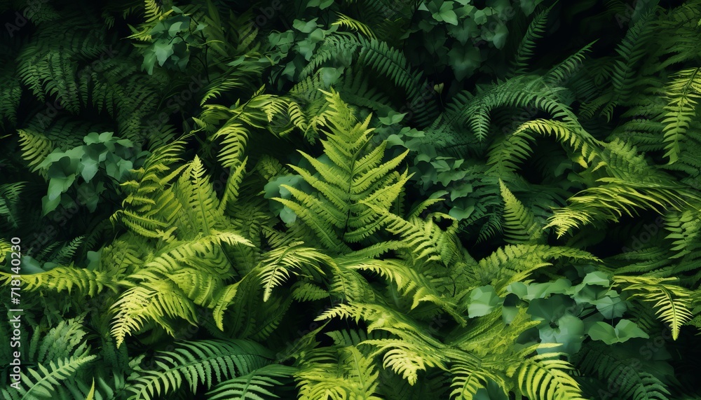 In Shadows, Lush Green Ferns Quietly Thrive, generative ai