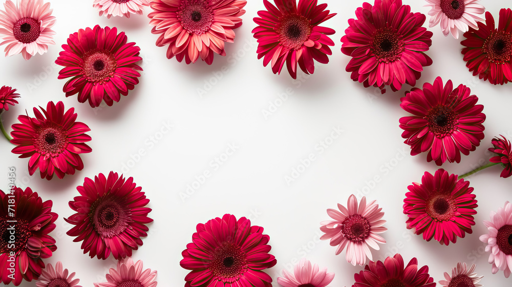 light pink and deep magenta gerbera daisy flowers frame and space for messages for valentine's day background - Generative AI light pink and deep magenta gerbera daisy flowers frame and space for messages for valentine's day background - Generative AI