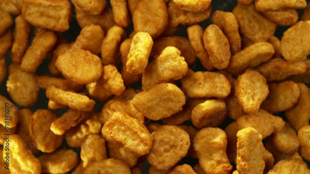 Super Slow Motion of Flying Fried Chicken Pieces on Golden Background. Filmed on High Speed Cinema Camera, 1000fps. Super Slow Motion of Flying Fried Chicken Pieces on Golden Background. Filmed on High Speed Cinema Camera, 1000fps.