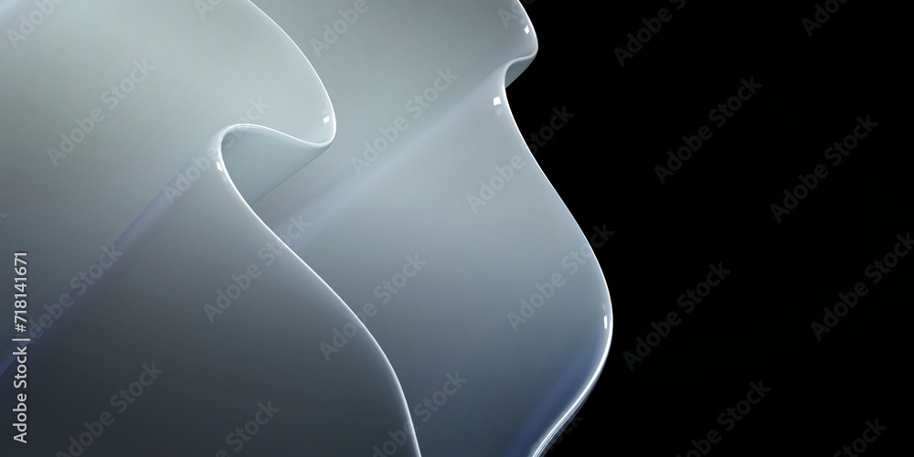 a piece of cloth fluttering reflective ceramic wavy reflecting surface shining 3d illustration - obrazy, fototapety, plakaty 