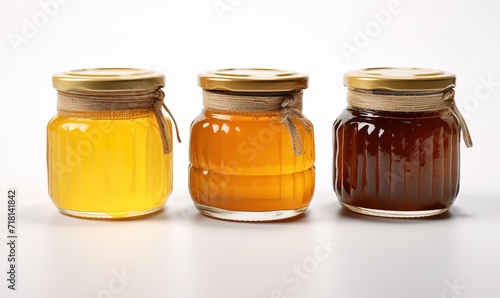 Rows of jars containing fresh and sweet honey. generative AI