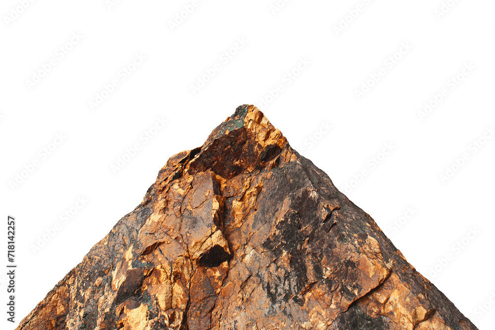 A peak of rocky mountain isolated on white background