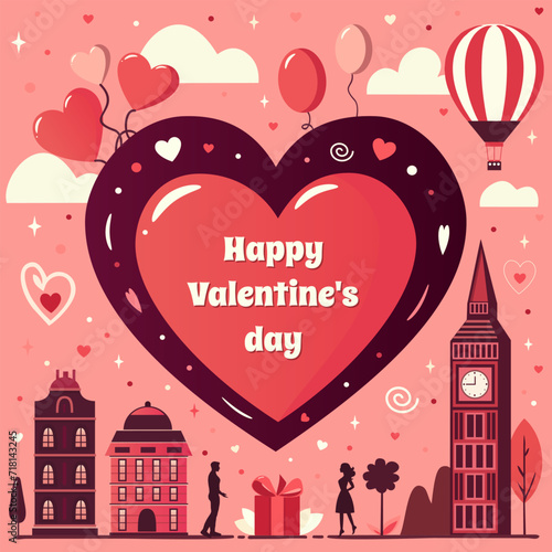 Happy Valentine's Day poster. Greeting card. Vector illustration. 