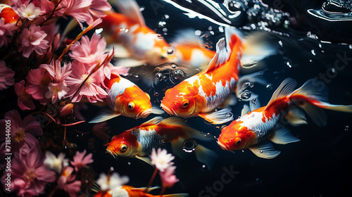 Beautiful colorful koi fish in the water