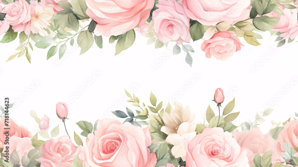 Beautiful watercolor rose bouquet pattern design, romantic and feminine style Valentine s day background. Beautiful watercolor rose bouquet pattern design, romantic and feminine style Valentine s day background.
