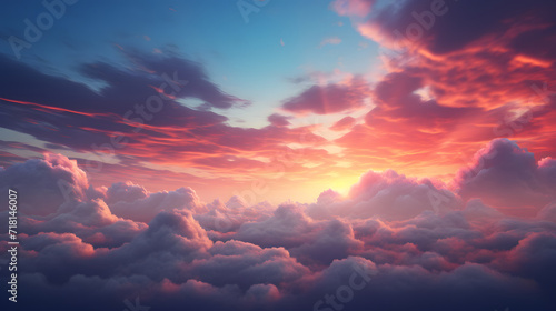 A beautiful sunset in the clouds in the sky