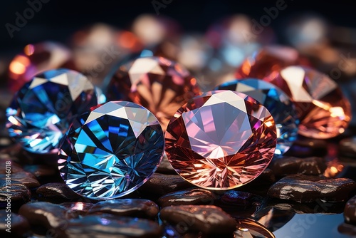 Colorful Diamonds. Diamond. Beautiful Diamond Texture. Gem. Gemstone. Background With a Copy Space. Brilliant. 