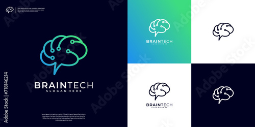 Minimalist Digital Brain Logo Design Template
