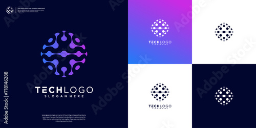 Abstract Tech globe logo design template