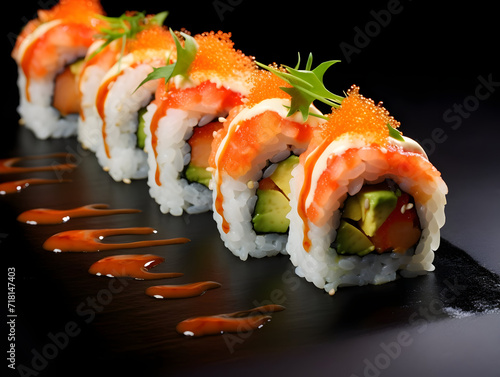Sushi rolls on isolated background