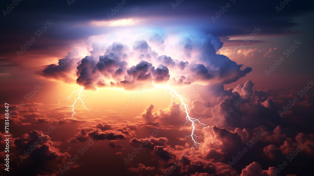 Lightning on clouds