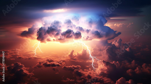 Lightning on clouds