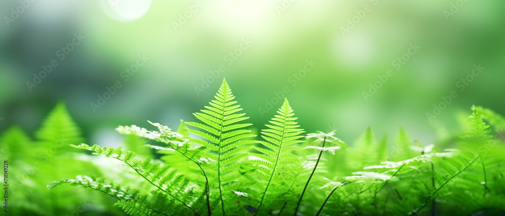 Beautiful fern with green bokeh background