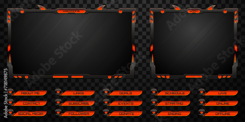 Live Stream Overlay Webcam Screen Frame and Stream Alert GUI Panels for Gaming and Video Streaming Platforms