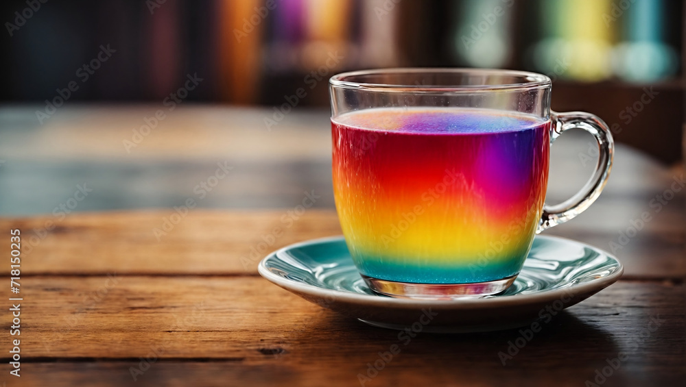 cup of colorful liquid on a wooden table cup of colorful liquid on a wooden table