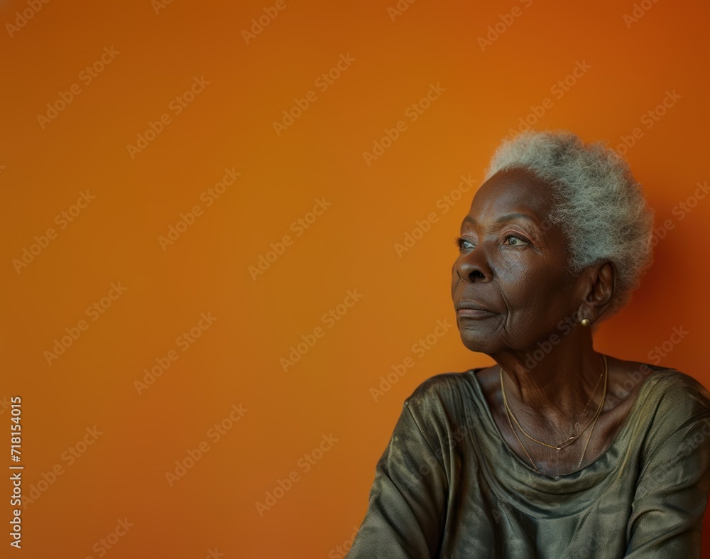 Elegance in Age: Portrait of a worried elder black woman