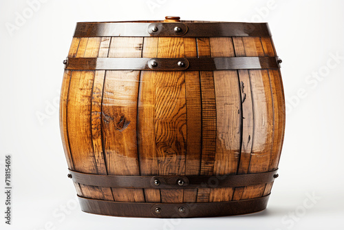Wooden barrel isolated on white background photo