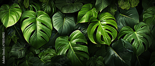 Beautiful green jungle tropical leaves