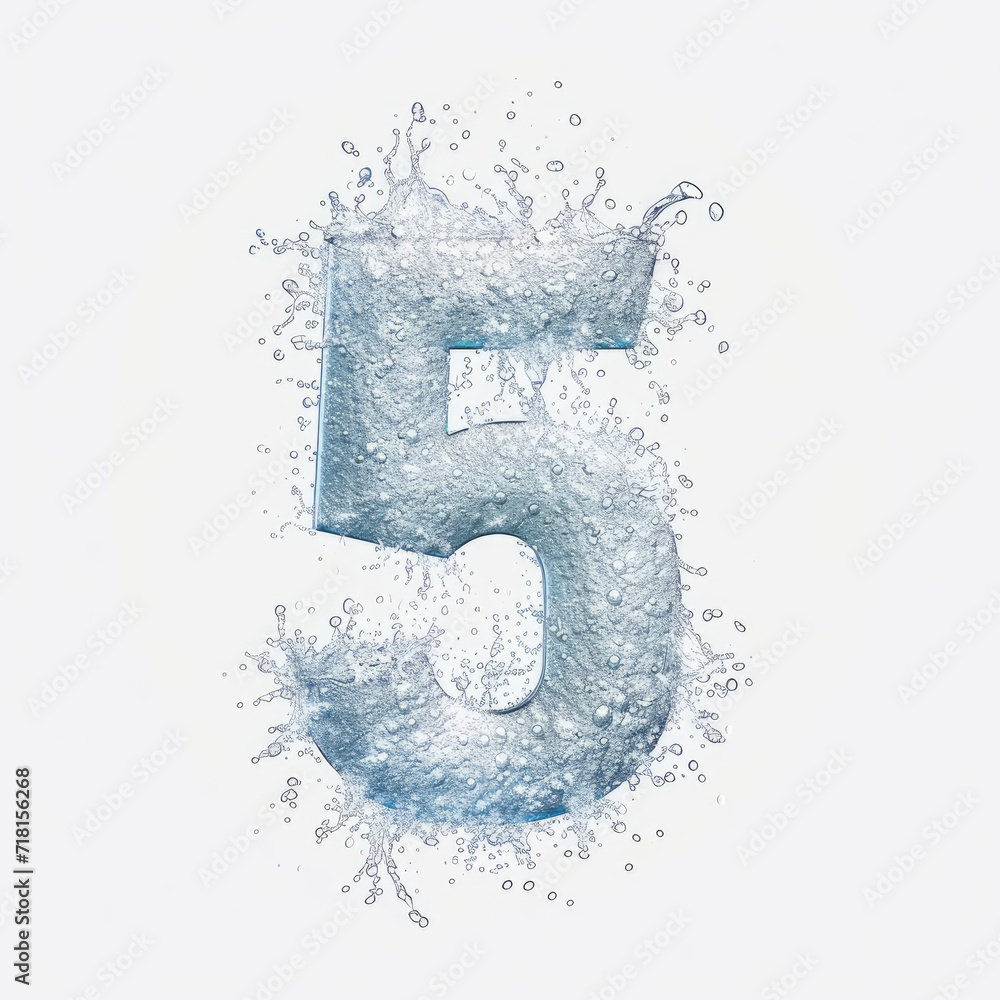 Number 5 Water Flowing Aquatic Element Generative AI Number 5 Water Flowing Aquatic Element Generative AI