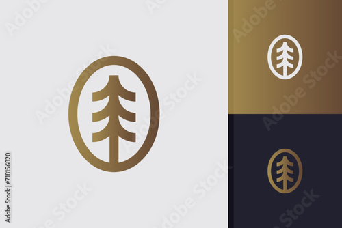 premium pine tree logo design icon vector template