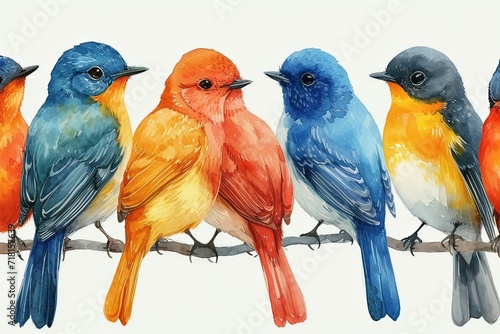 Ai uccellini colorati acquerello 06 photo
