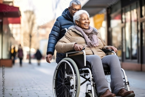Man in Wheelchair Walking With Woman