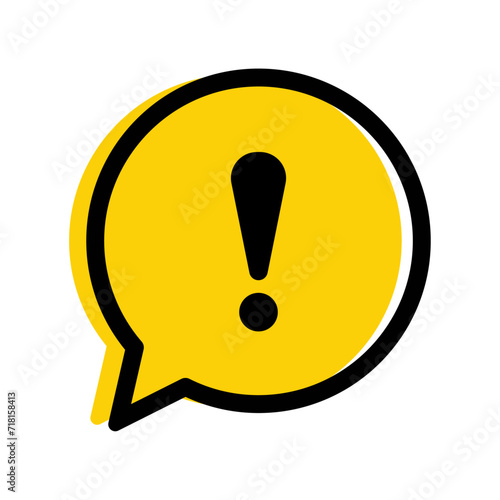 hazard warning attention exclamation yellow speech bubble vector design