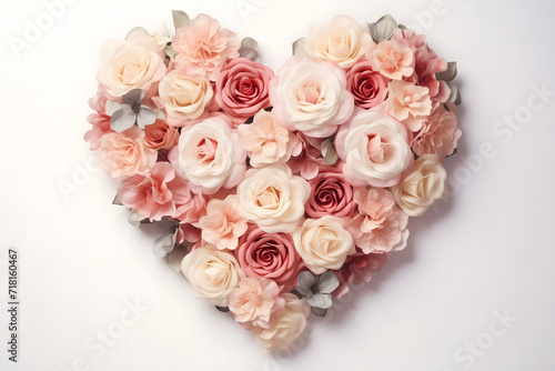 A delicate postcard with a bouquet of roses in the shape of a heart © MariКа