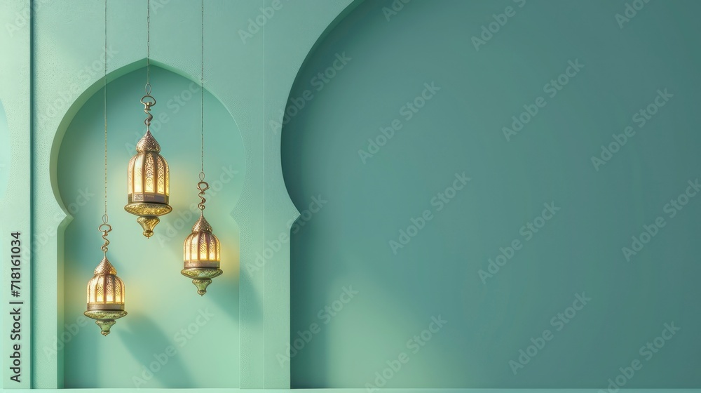 lantern ramadan islamic banner. Generative AI lantern ramadan islamic banner. Generative AI