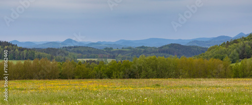 spring landscape Jizerske Mountains, Northern Bohemia, Czech Republic