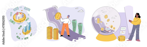 Capital investment vector illustration. Economical practices focus on optimizing resource utilization and financial efficiency Profitable businesses are often product well-thought-out investments