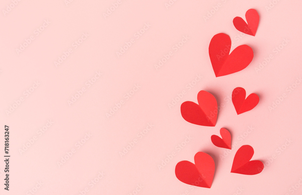 paper heart on a pink background, valentine day