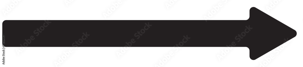 Long arrow vector icon. Black horizontal double arrow Long arrow vector icon. Black horizontal double arrow