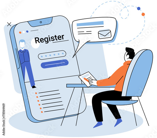 Registration online. Vector illustration. Authorization processes verify identity and permissions online registration applicants Completing registration form accurately is essential for successful