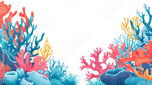 Fototapeta Naklejka Na Ścianę i Meble -  coral border on white background, underwater background
