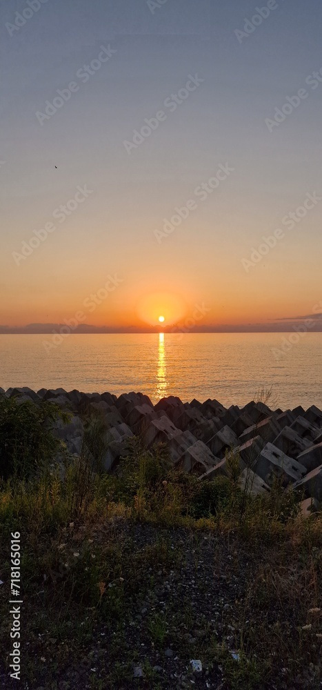 sunset at the beach in georgia turkey borders