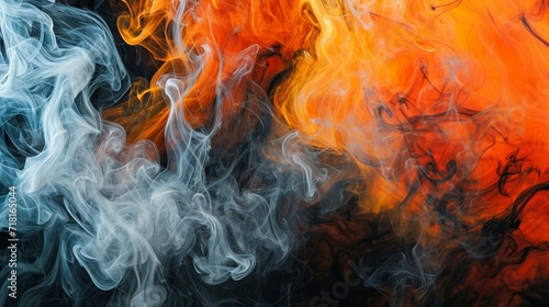 Vibrant Blend of Colored Smoke on Black