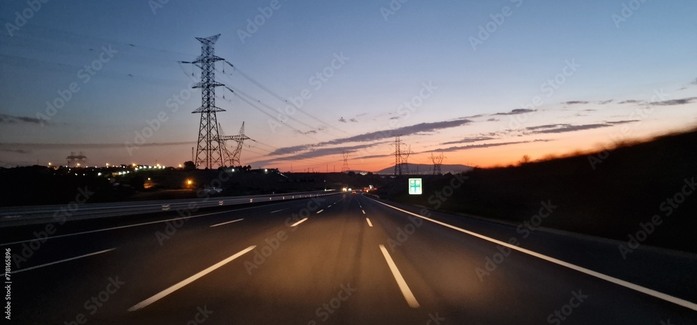 sunset on the road through turkey