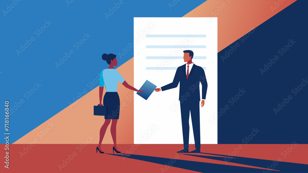 Obraz premium Professional business handshake vector illustration on abstract background