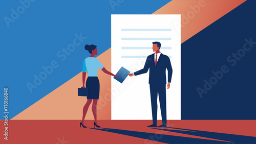 Professional business handshake vector illustration on abstract background