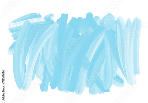 Pastel Blue Oil Painting-like Messy Lines. No Background. Light Blue Hand Drawn Background made of Chaotic Childish Scribbles.