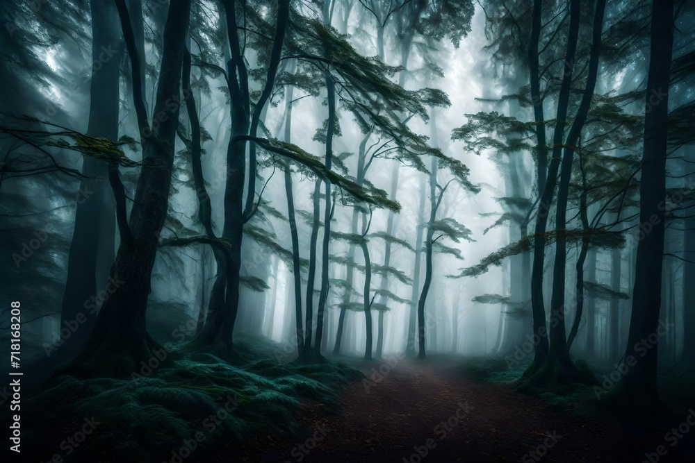 foggy forest in the fog