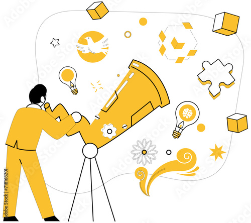 Conceptual innovation vector illustration. Breakthroughs transform into opportunities in crucible creativeness Progress flourishes where uniqueness and conceptual innovation intersect Conceptual