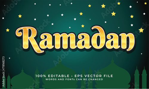 Gold Ramadan text effect editable premium vector