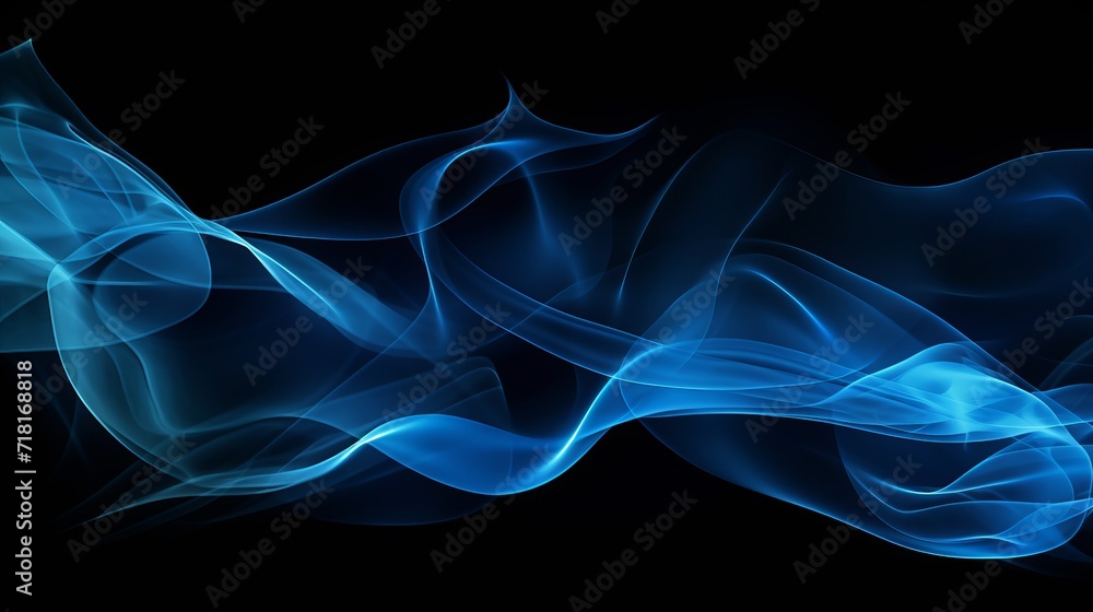 A black background is accompanied by waves of blue smoke. A black background is accompanied by waves of blue smoke.
