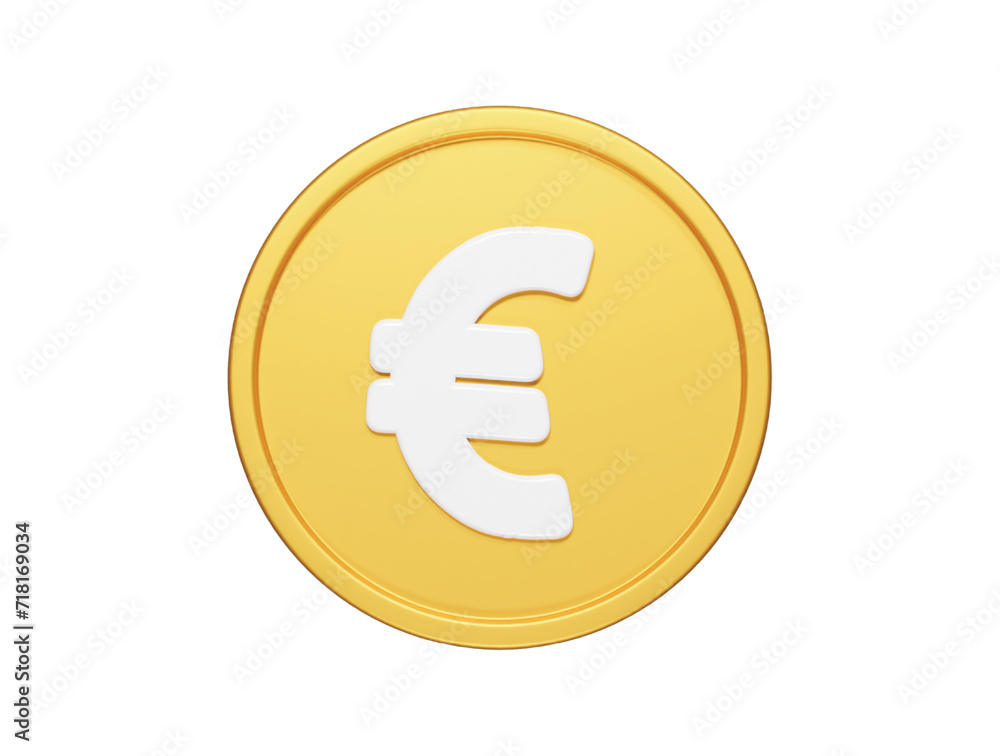 Euro icon 3d render illustration