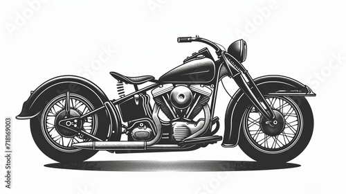 Vintage Vibe Harley Davidson motorcycle t-shirt vector design, stylized and minimalistic, on a white background