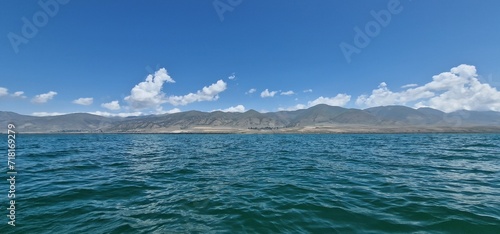 lake sevan armenia shore area with plastic pollution