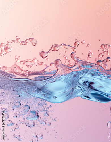 Dynamic water splash on a warm orange gradient background.